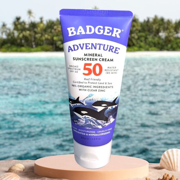 NEW Badger SPF50 Mineral Sunscreen Zinc Oxide Cruelty-Free Natural Sunblock 87ml - Picture 1 of 4
